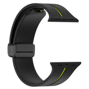 Two Color Folding Buckle Silicone Watch Band For Apple Watch SE 2022 44mm(Black+Lime)