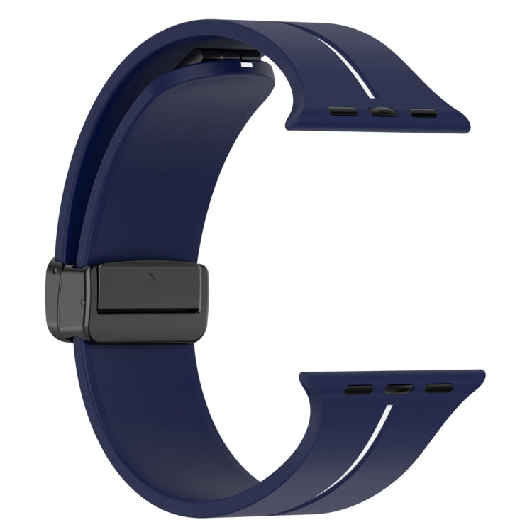 Two Color Folding Buckle Silicone Watch Band For Apple Watch SE 2022 44mm(Midnight Blue+White) -  by PMC TechLife | Online Shopping South Africa | PMC TechLife