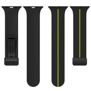 Two Color Folding Buckle Silicone Watch Band For Apple Watch SE 44mm(Black+Lime)