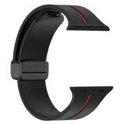 Two Color Folding Buckle Silicone Watch Band For Apple Watch 6 40mm(Black+Red)