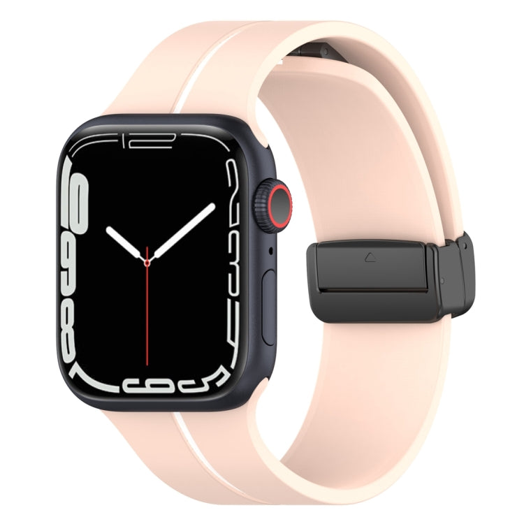 Two Color Folding Buckle Silicone Watch Band For Apple Watch 6 44mm(Pink+White) - Watch Bands by PMC TechLife | Online Shopping South Africa | PMC TechLife