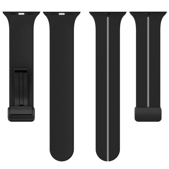 Two Color Folding Buckle Silicone Watch Band For Apple Watch 6 44mm(Black+Grey)