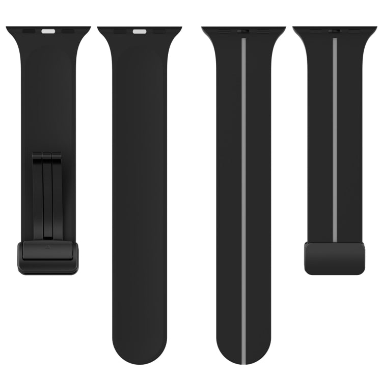 Two Color Folding Buckle Silicone Watch Band For Apple Watch 6 44mm(Black+Grey)