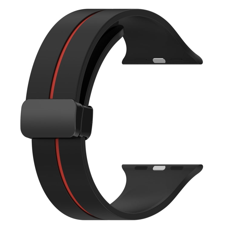 Two Color Folding Buckle Silicone Watch Band For Apple Watch 5 44mm(Black+Red) -  by PMC TechLife | Online Shopping South Africa | PMC TechLife