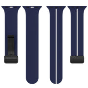 Two Color Folding Buckle Silicone Watch Band For Apple Watch 4 40mm(Midnight Blue+White)