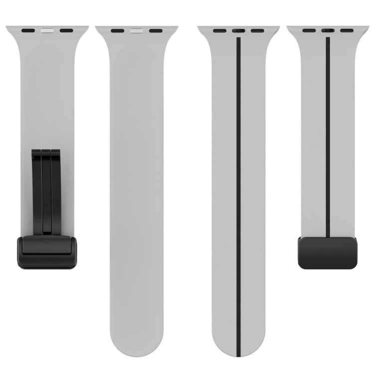 Two Color Folding Buckle Silicone Watch Band For Apple Watch 4 44mm(Light Grey+Black) -  by PMC TechLife | Online Shopping South Africa | PMC TechLife