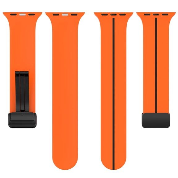 Two Color Folding Buckle Silicone Watch Band For Apple Watch 3 42mm(Orange+Black)