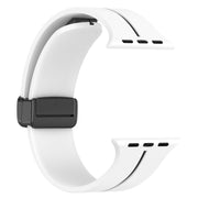 Two Color Folding Buckle Silicone Watch Band For Apple Watch 2 42 mm(White+Black)