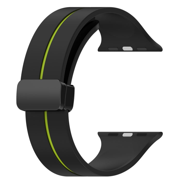 Two Color Folding Buckle Silicone Watch Band For Apple Watch 38mm(Black+Lime) -  by PMC TechLife | Online Shopping South Africa | PMC TechLife