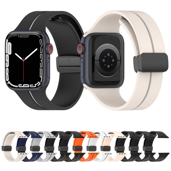 Two Color Folding Buckle Silicone Watch Band For Apple Watch 6 40mm(Black+Red)