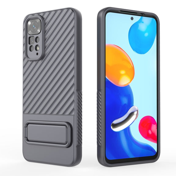 For Xiaomi Redmi Note 11 Wavy Texture TPU Phone Case with Lens Film(Grey)