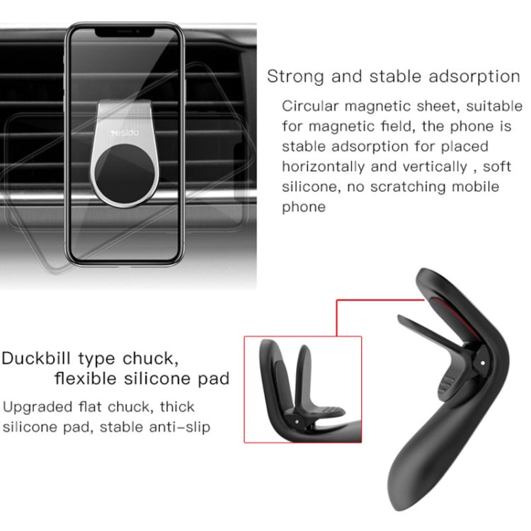 Yesido C64 Car Air Vent Strong Magnetic Phone Holder(Black) - Universal Car Holders by Yesido | Online Shopping South Africa | PMC TechLife | Buy Now Pay Later Mobicred