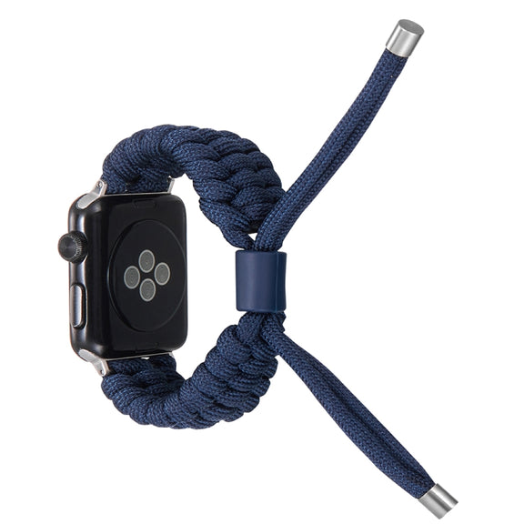 Stretch Plain Silicone Bean Watch Band For Apple Watch 6 40mm(Navy Blue)