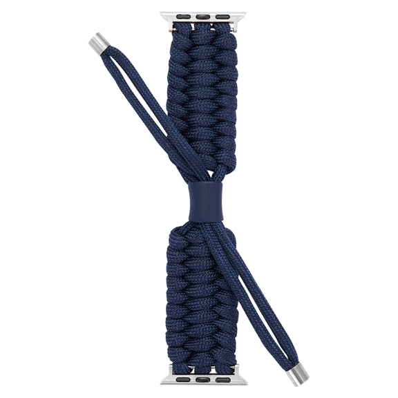 Stretch Plain Silicone Bean Watch Band For Apple Watch 5 44mm(Navy Blue)