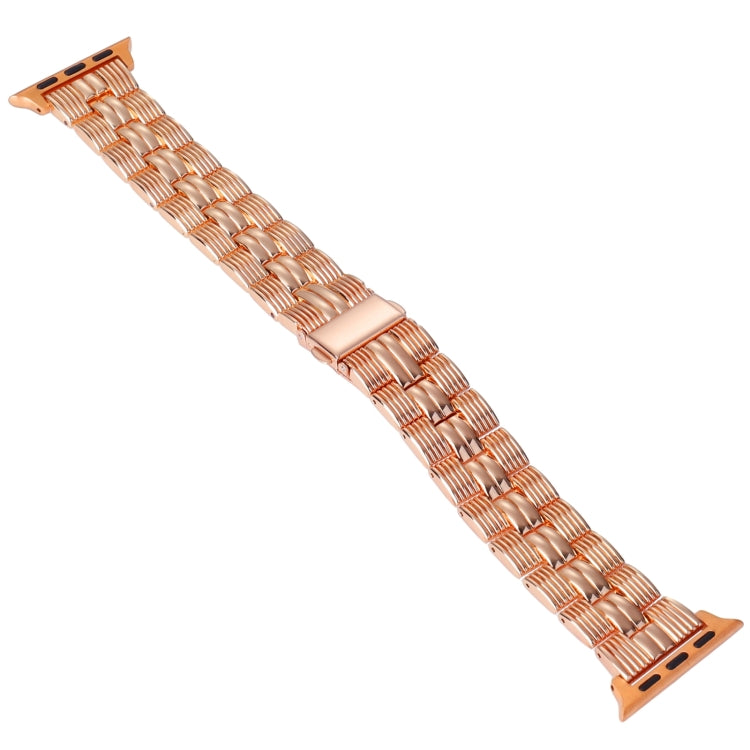 3-Beads Stripe Metal Watch Band For Apple Watch 8 41mm(Rose Gold) -  by PMC TechLife | Online Shopping South Africa | PMC TechLife