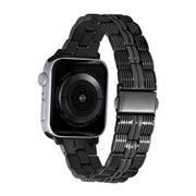 3-Beads Stripe Metal Watch Band For Apple Watch 7 41mm(Black)