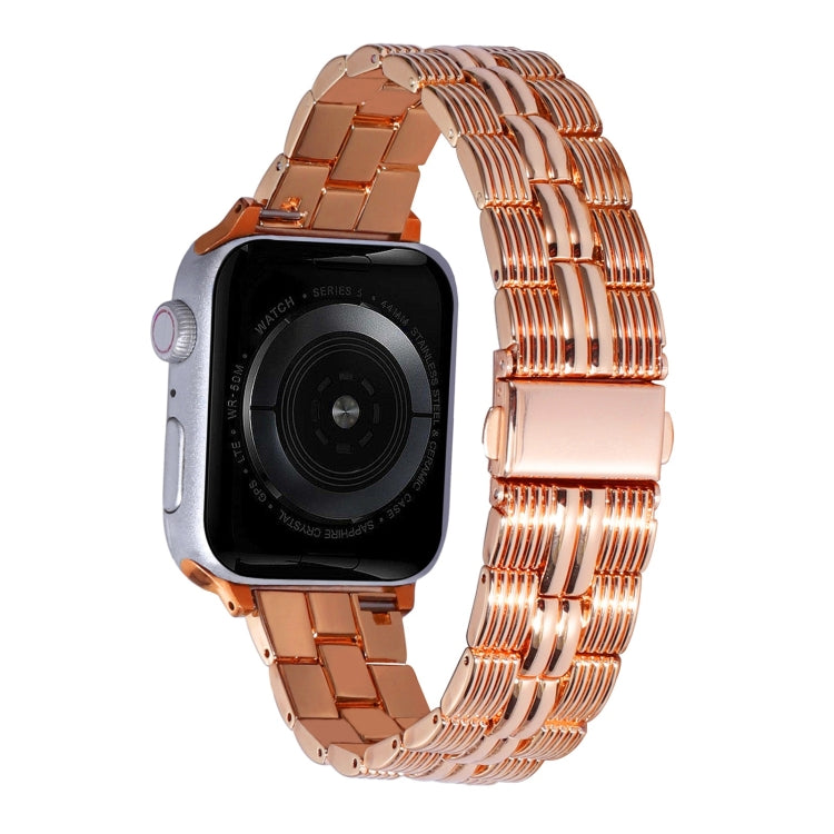 3-Beads Stripe Metal Watch Band For Apple Watch 7 45mm(Rose Gold) -  by PMC TechLife | Online Shopping South Africa | PMC TechLife