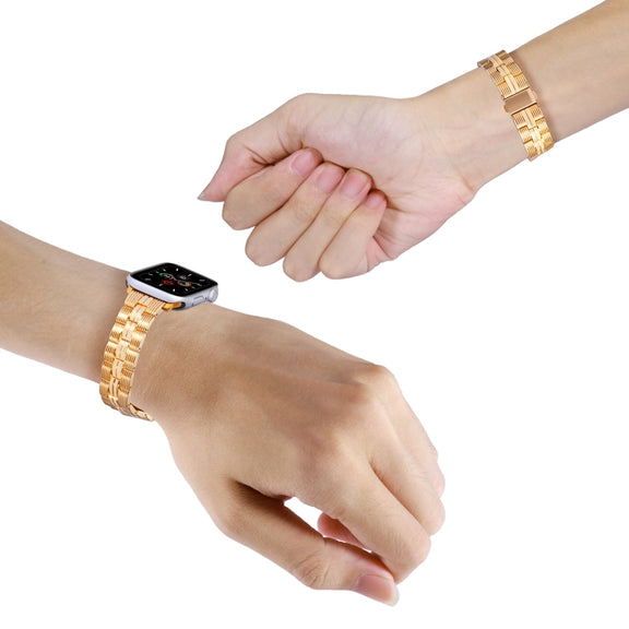 3-Beads Stripe Metal Watch Band For Apple Watch SE 40mm(Gold)