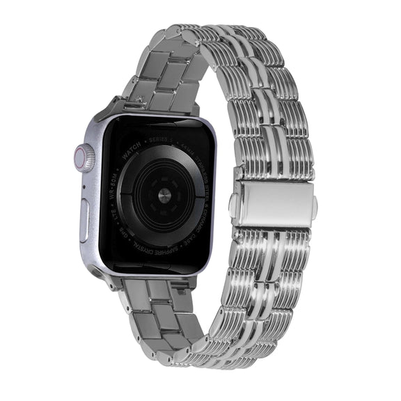 3-Beads Stripe Metal Watch Band For Apple Watch 2 38mm(Silver)