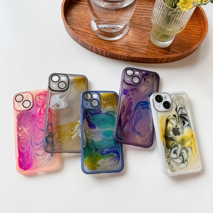 For iPhone 14 Oil Painting Electroplating TPU Phone Case(Grey)