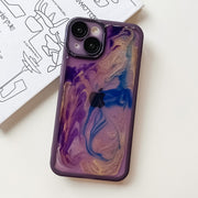 For iPhone 14 Oil Painting Electroplating TPU Phone Case(Purple)