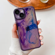 For iPhone 14 Oil Painting Electroplating TPU Phone Case(Purple)