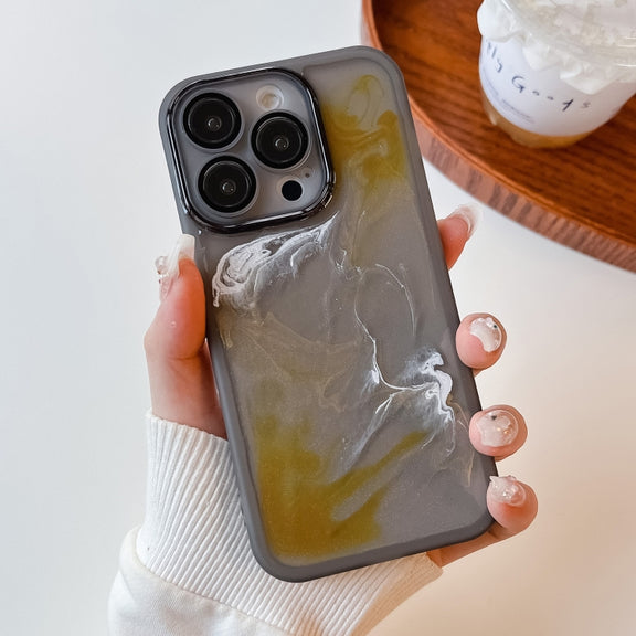 For iPhone 14 Pro Oil Painting Electroplating TPU Phone Case(Grey)