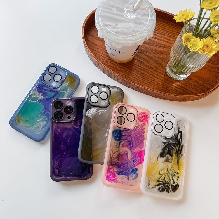 For iPhone 14 Pro Oil Painting Electroplating TPU Phone Case(Grey)
