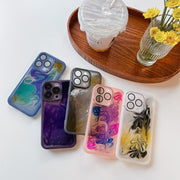 For iPhone 14 Pro Oil Painting Electroplating TPU Phone Case(Grey)