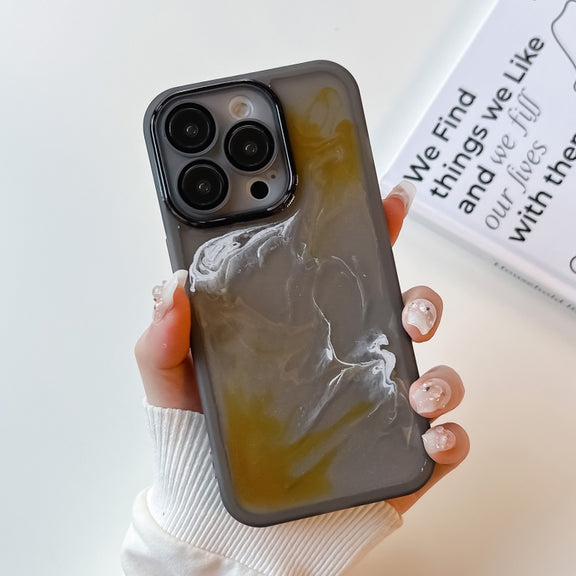 For iPhone 14 Pro Oil Painting Electroplating TPU Phone Case(Grey)