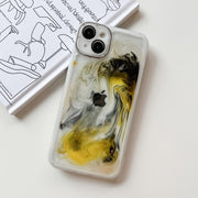 For iPhone 14 Plus Oil Painting Electroplating TPU Phone Case(White)