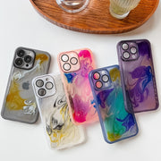 For iPhone 14 Pro Max Oil Painting Electroplating TPU Phone Case(Grey)