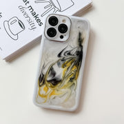 For iPhone 14 Pro Max Oil Painting Electroplating TPU Phone Case(White)