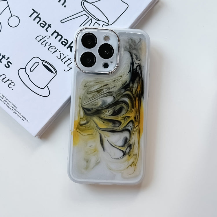 For iPhone 13 Pro Oil Painting Electroplating TPU Phone Case(White)