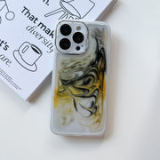 For iPhone 13 Pro Oil Painting Electroplating TPU Phone Case(White)