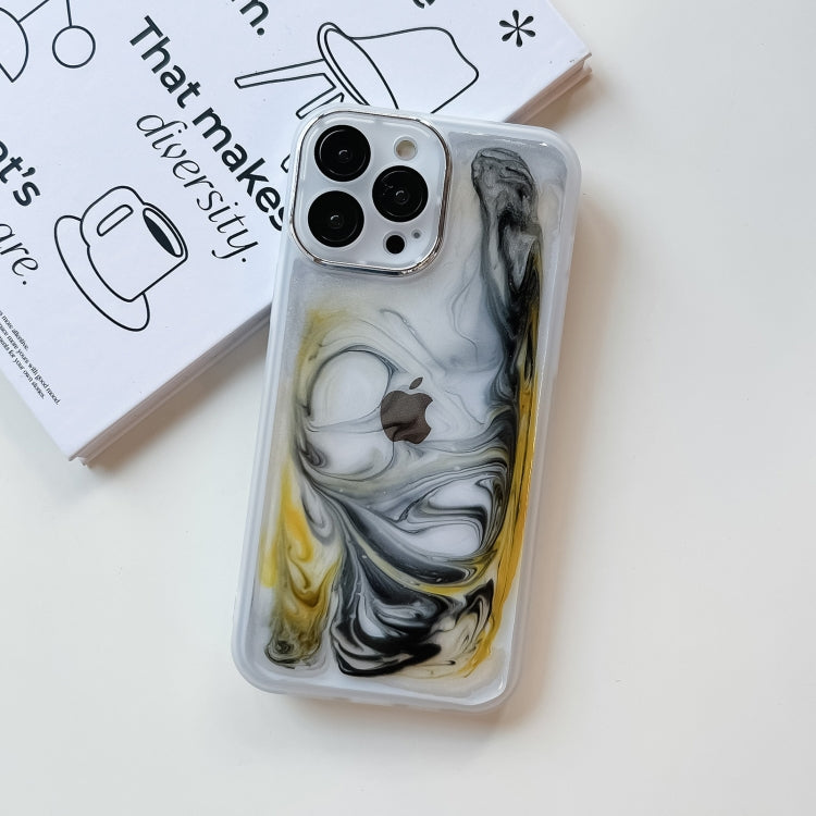 For iPhone 13 Pro Max Oil Painting Electroplating TPU Phone Case(White)