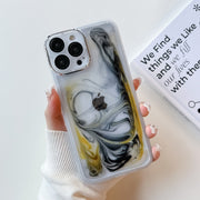 For iPhone 13 Pro Max Oil Painting Electroplating TPU Phone Case(White)