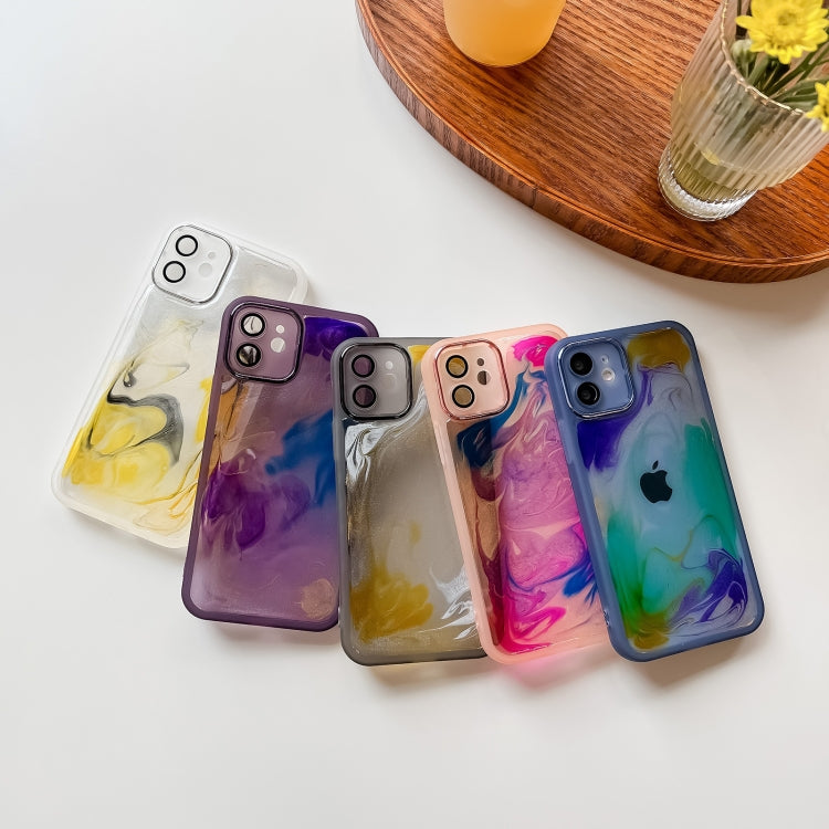 For iPhone 12 Oil Painting Electroplating TPU Phone Case(Pink)