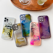 For iPhone 12 Pro Oil Painting Electroplating TPU Phone Case(Pink)