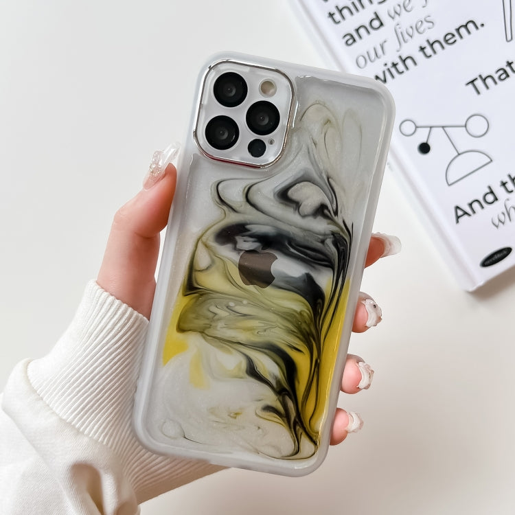 For iPhone 12 Pro Oil Painting Electroplating TPU Phone Case(White)