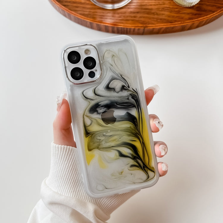 For iPhone 12 Pro Oil Painting Electroplating TPU Phone Case(White)