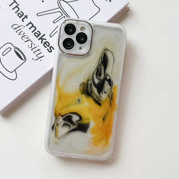 For iPhone 11 Pro Oil Painting Electroplating TPU Phone Case(White)