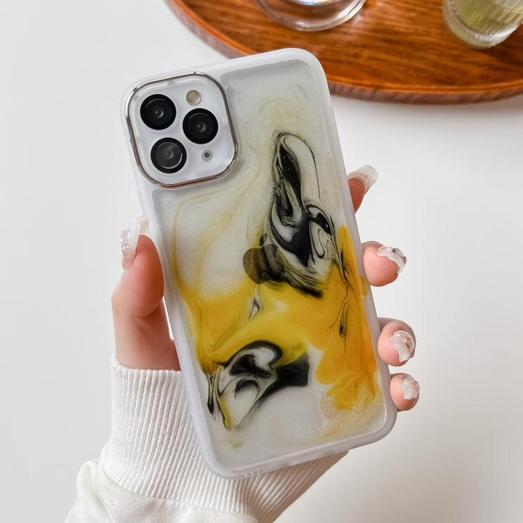 For iPhone 11 Pro Oil Painting Electroplating TPU Phone Case(White)