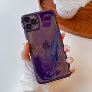 For iPhone 11 Pro Max Oil Painting Electroplating TPU Phone Case(Purple)