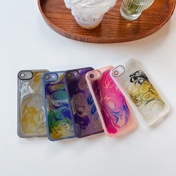 For iPhone SE 2022/2020 / 8 / 7 Oil Painting Electroplating TPU Phone Case(White) - iPhone SE 2022 / 2020 / 8 / 7 Cases by PMC TechLife | Online Shopping South Africa | PMC TechLife
