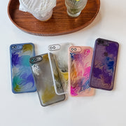 For iPhone 8 Plus / 7 Plus Oil Painting Electroplating TPU Phone Case(Pink)