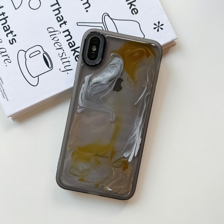 For iPhone XS Max Oil Painting Electroplating TPU Phone Case(Grey)