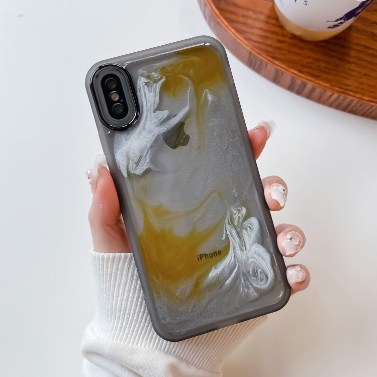 For iPhone XS Max Oil Painting Electroplating TPU Phone Case(Grey)
