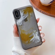For iPhone XS Max Oil Painting Electroplating TPU Phone Case(Grey)