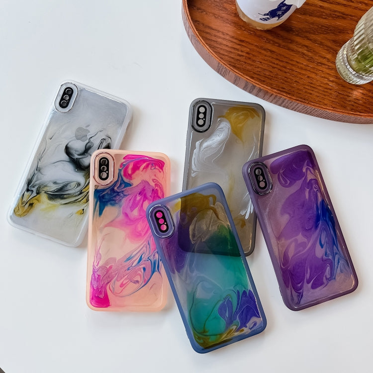 For iPhone XS Max Oil Painting Electroplating TPU Phone Case(Grey)